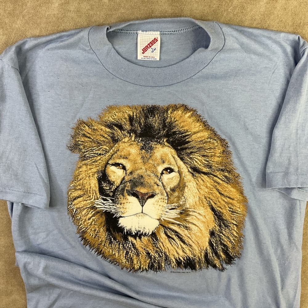 Vintage JERZEES Lion 90s Graphic T-Shirt Single Stitched 50/50 Men Sz L USA